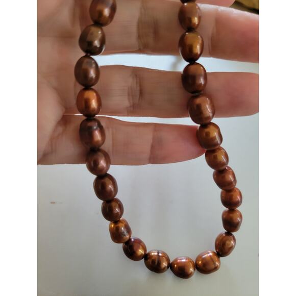 Sterling Silver Honora Brown Pearl Necklace - Picture 3 of 7